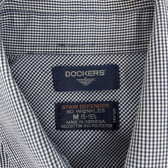 Dockers Mens‎ Medium Shirts Black And Green Button-Down Short Sleeve - Picture 5 of 15